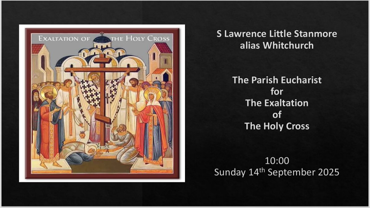 Today at 10:00 we keep the Feast of the Exaltation of the Holy Cross. As Christians we glory in the Cross of Christ, finding in it both love’s triumph and life’s hope. Come and share in the Eucharist where the Cross becomes our joy and salvation. ✝️