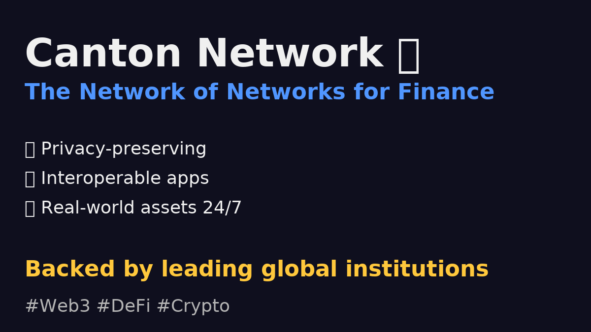 The real unlock of <a href="/digitalasset/"></a>’s #CantonNetwork isn’t just “blockchain for finance.”
It’s a network of networks → interoperable, privacy-preserving, and built for real-world assets (US Treasuries, repos, stablecoins).
This is what institutional adoption finally looks like.