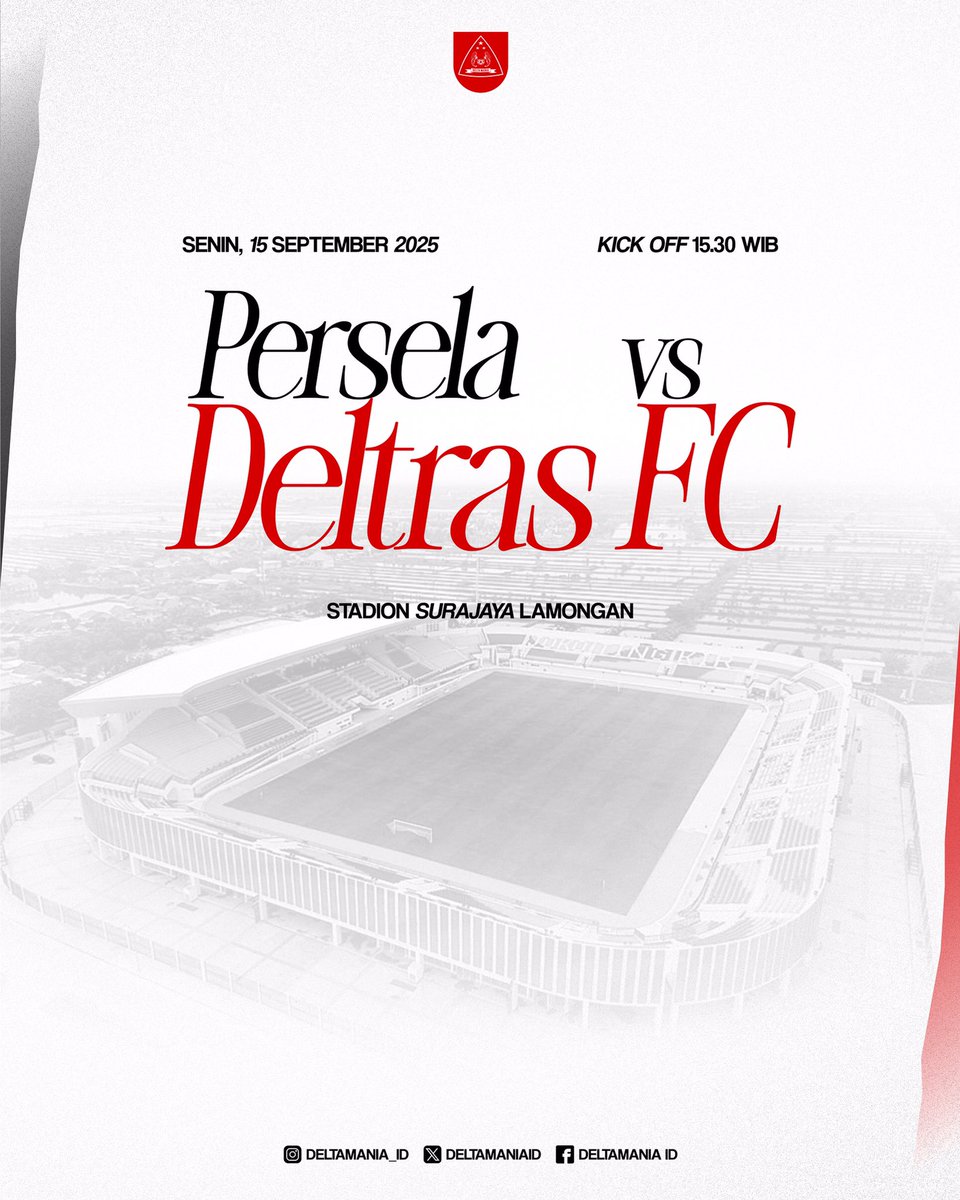 Curi 3 point di kandang persela!!!

Senin, 15 September 2025
Persela lamongan vs Deltras fc sidoarjo
Surajaya lamongan
Kick off 15.30

#SalamVirusDamai #Deltamania #IdentitaseDarjo