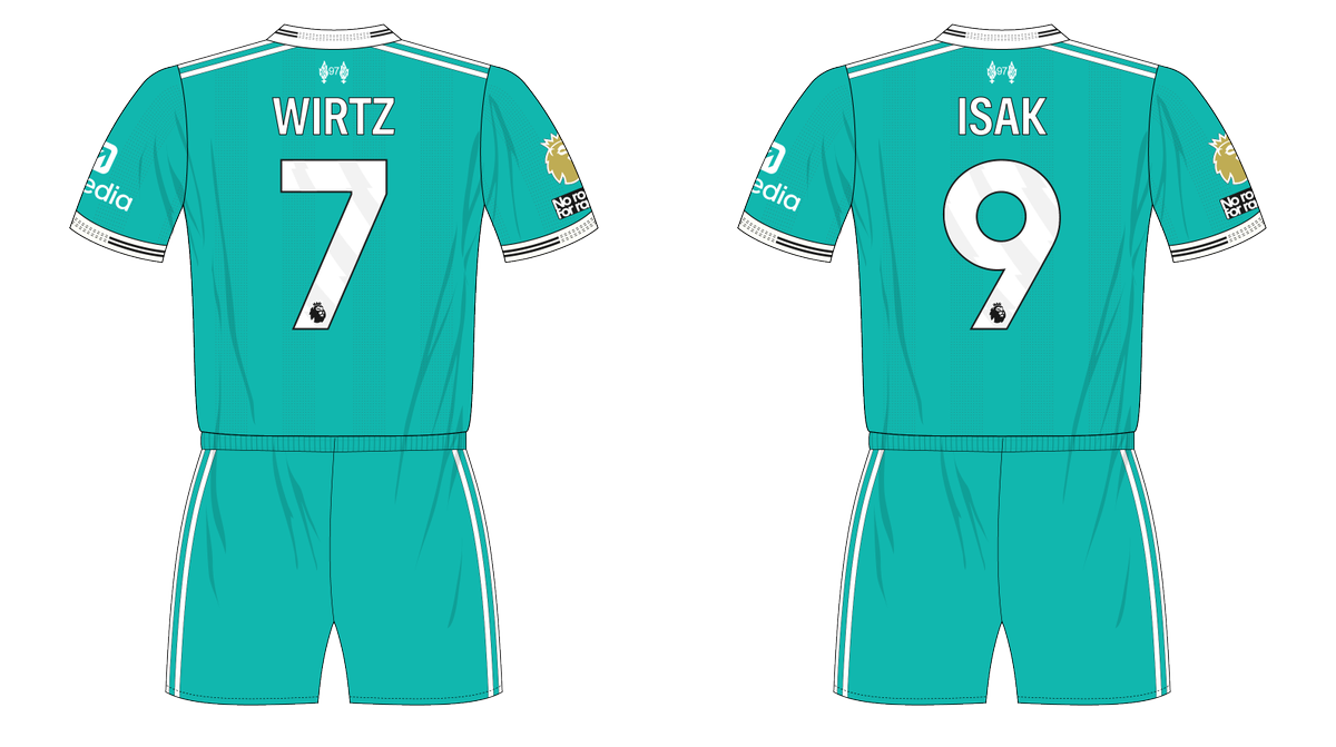 Liverpool are set to wear the new third kit at Burnley today, with alternative green shorts

Will we see Florian Wirtz and Alexander Isak together for the first time? 

Number 7 playing off 9 certainly has a strong heritage at the club: museumofjerseys.com/category/liver…