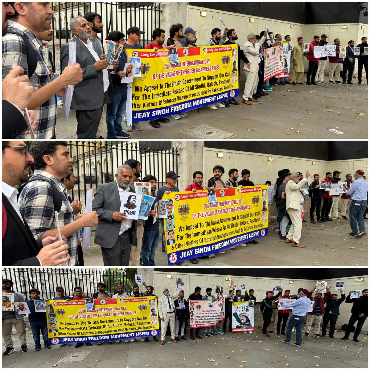 JSFM protested in London on #InternationalDayOfTheDisappeared, demanding release of all enforcedly disappeared from #Sindh, #Balochistan, #Pashtoonkhwa, #JamuKashmir &amp; #GilgitBaltistan

#ReleaseAllMissingPersonsOfSindh #StopEnforcedDisappearances 
#Sindhi #Baloch #OppressedNation