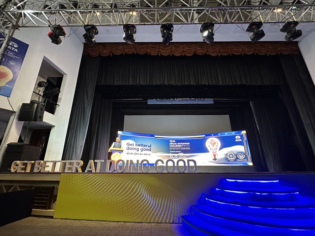The stage is set for announcement of the winners of Tata Social Enterprise challenge 2025 , in partnership with IIM Calcutta Innovation Park at Joka campus in Kolkata today