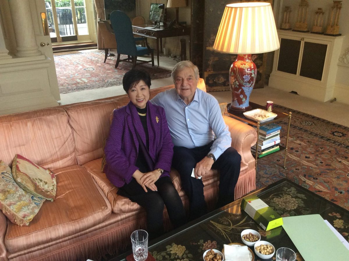 Yuriko Koike, Governor of Tokyo and George Soros. This explains the attempt to bring Egyptians into Tokyo....