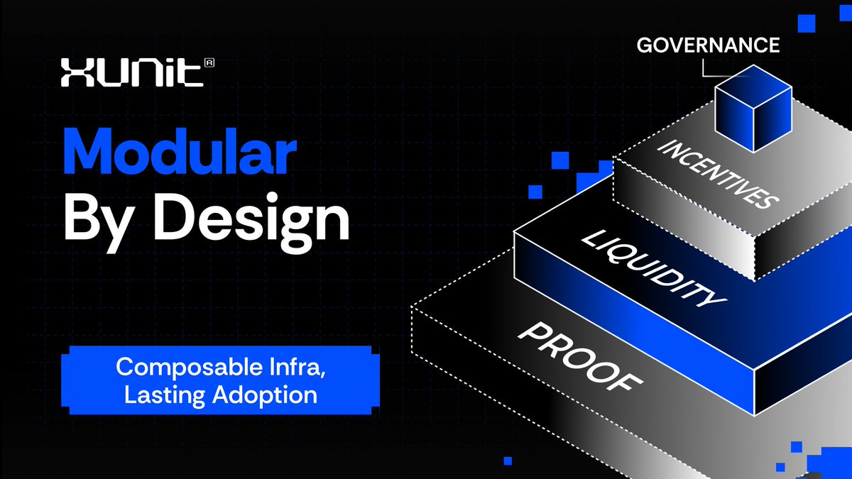 Flexibility by design.
XUnit is modular, built layer by layer:
🧩 Proof Layer → mapping &amp; verification
🧩 Liquidity Layer → trading &amp; collateral
🧩 Incentives Layer → rewards &amp; engagement
🧩 Governance Layer → collective decisions

Composable infra = sustainable