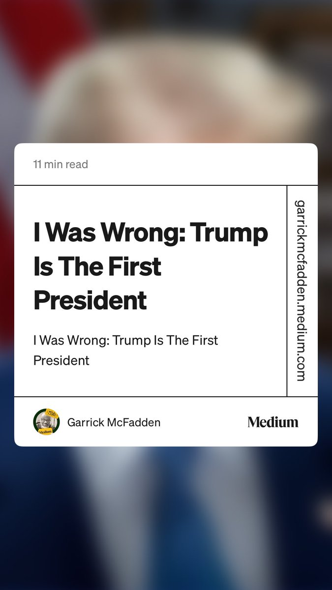 NoboNonon's tweet photo. “I Was Wrong: Trump Is The First President” by Garrick McFadden https://t.co/51enVaXfVb https://t.co/e0OGgNbEGv