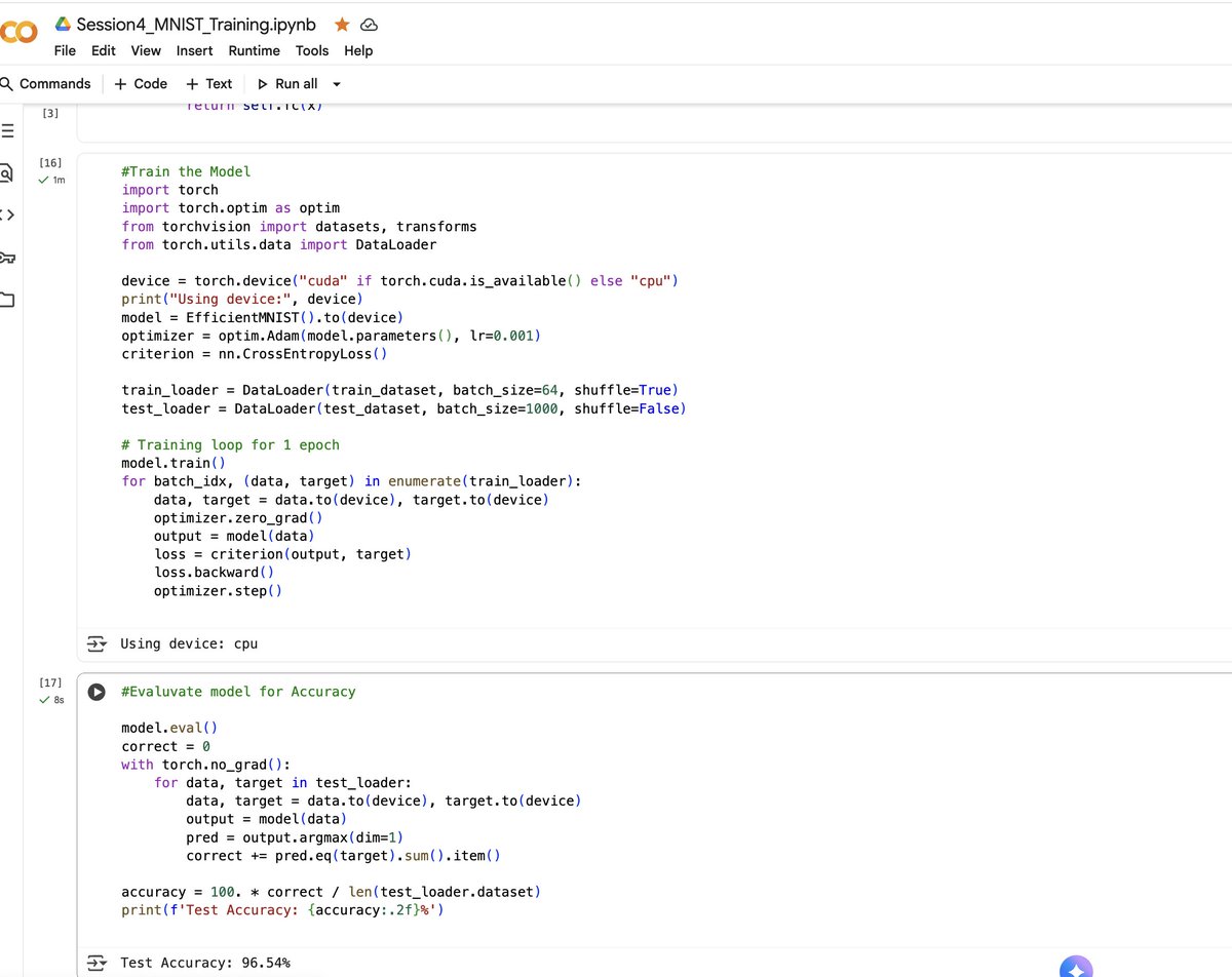 lashprad's tweet photo. Created a MNIST Model using google colab and evaluvated to acheive 96% accuracy

https://t.co/XPQeFUuo2r https://t.co/x1E3RzpB6X