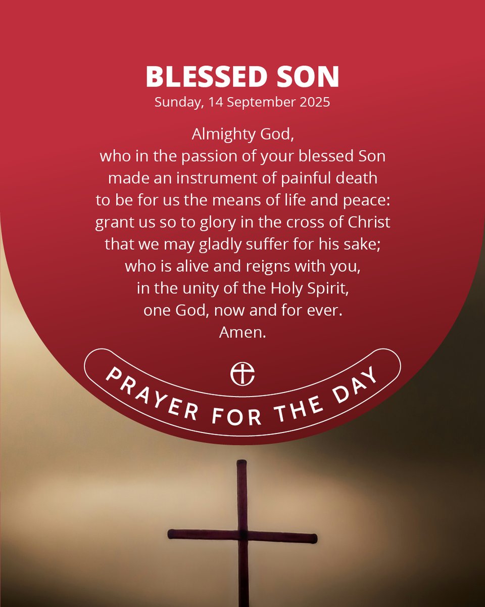 Pray with us as we celebrate Holy Cross Day. 🙏

Today's prayer is available in plain text and audio formats at cofe.io/TodaysPrayer.