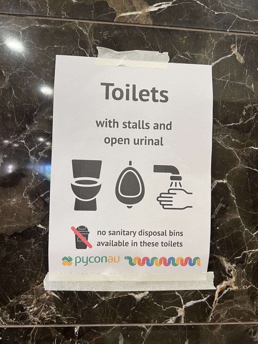techdrgn's tweet image. The gender neutral bathrooms at #pyconau are one of my favourite little touches at the conference thanks again @PyConAU