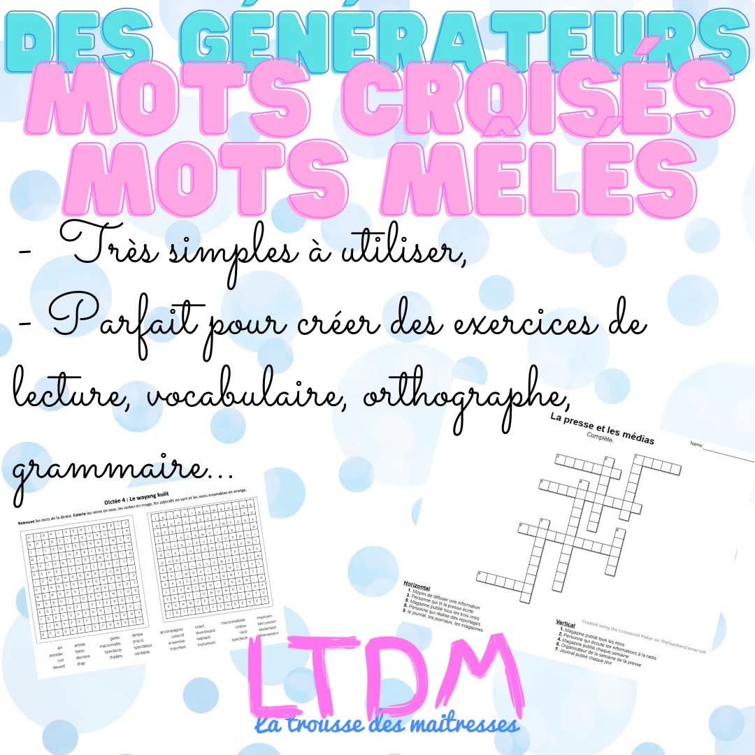 Créer des mots croisés pour mémoriser l'orthographe des mots par exemple dès le CP :)   latroussedesmaitresses.eklablog.com/creer-des-mots… et des mots mêlés latroussedesmaitresses.eklablog.com/des-generateur… 
On peut aussi évaluer la compréhension d'un texte grâce aux mots croisés, le lexique... 

#TeamPE #TeamC2 #TeamC3