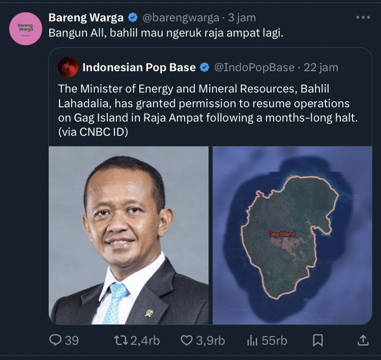 <a href="/tanyarlfes/">Tanyarlfes</a> gak usah up permasalahan orng kaya, nohh si bahlil mo ngeruk raja ampat lagi