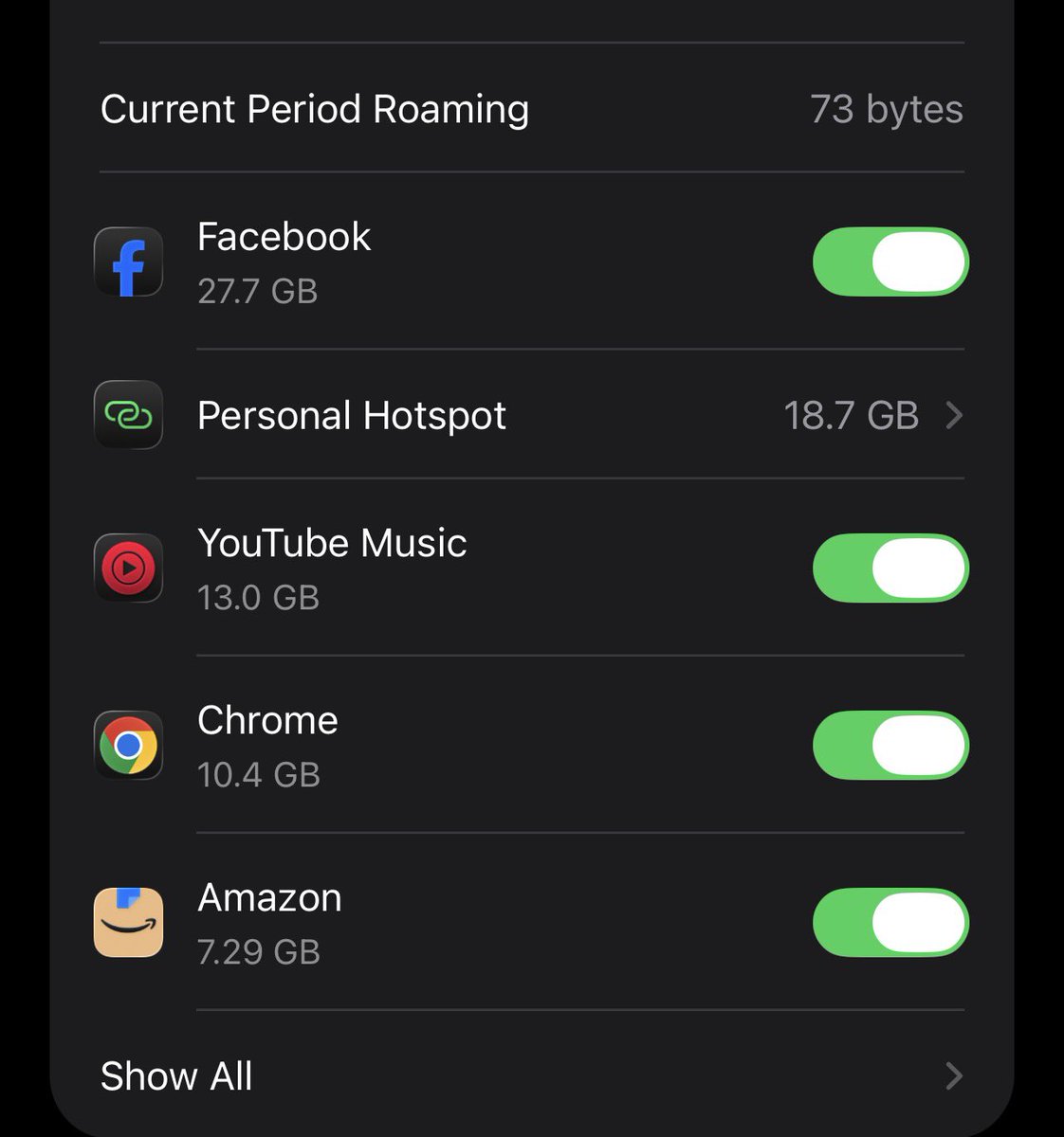 ShaunHawkCode's tweet image. How has @amazon used over 7 GB of cellular data when X, which I use for more media, has only used half that amount?