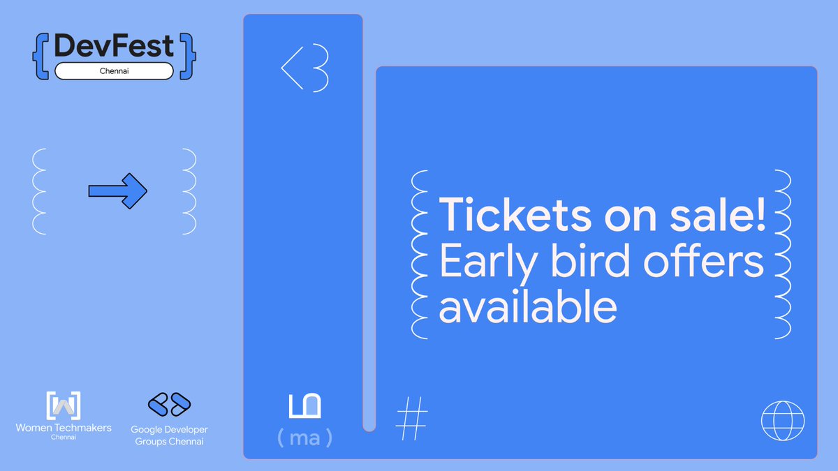 🚀 Early Bird Tickets are LIVE! 🐦🎟️

#DevFest2025 Chennai is back — bigger, bolder &amp; packed with talks, workshops &amp; networking!

🔥 Limited Early Bird slots. Don’t miss out → konfhub.com/devfest-2025-c…

#DevFestChennai #GDG #TechEvent