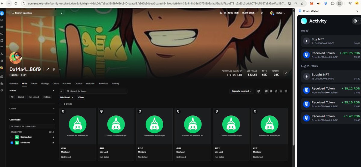 Lets see how this things going <a href="/DiscMoonDGW/">DiscMoon</a> <a href="/cryptoaceph/">Miss Ace</a> <a href="/Tinola_sabaw/">Tinola</a> 

i minted 6 Mini Land of