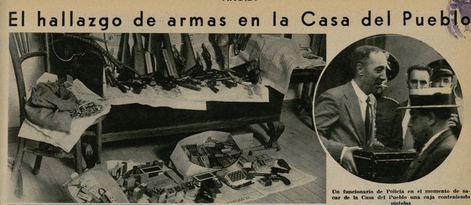 #14Septiembre de 1934, la Policía encontraba otro gran alijo de armas en la Casa del Pueblo del PSOE (Madrid)

Alijo q se sumaba al hallado días antes en el Vapor Turquesa,armas destinadas a dar un Golpe q debía acabar con el Estado de derecho y la convivencia entre españoles..🔽