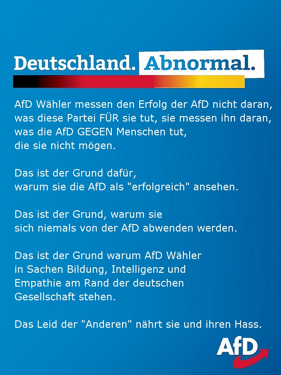 <a href="/MarcoPVogt/">Marco Vogt</a> Es gab noch nie einen Grund freundlich gegenüber Nazis zu sein. Noch nie!
Du und deinesgleichen seid blank. Ihr habt ja nichts.
Kein Konzept, keine Inhalte, keine Ahnung.
Außer Hass und Hetze habt ihr nichts.