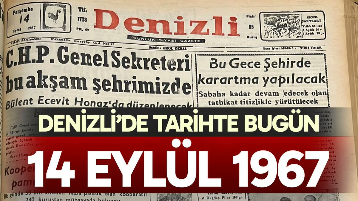 Denizli’de Tarihte Bugün – 14 Eylül 1967 drttv.com/denizlide-tari…