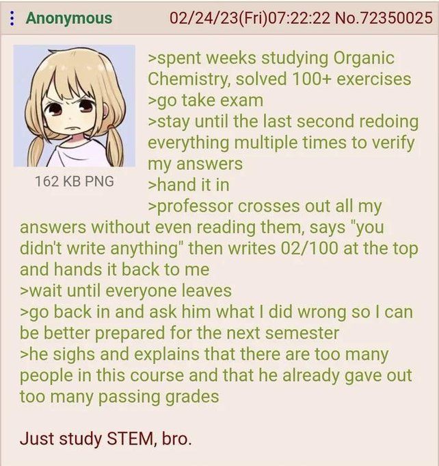 DailyGreentext's tweet image. Anon studies STEM and gets destroyed anyway
