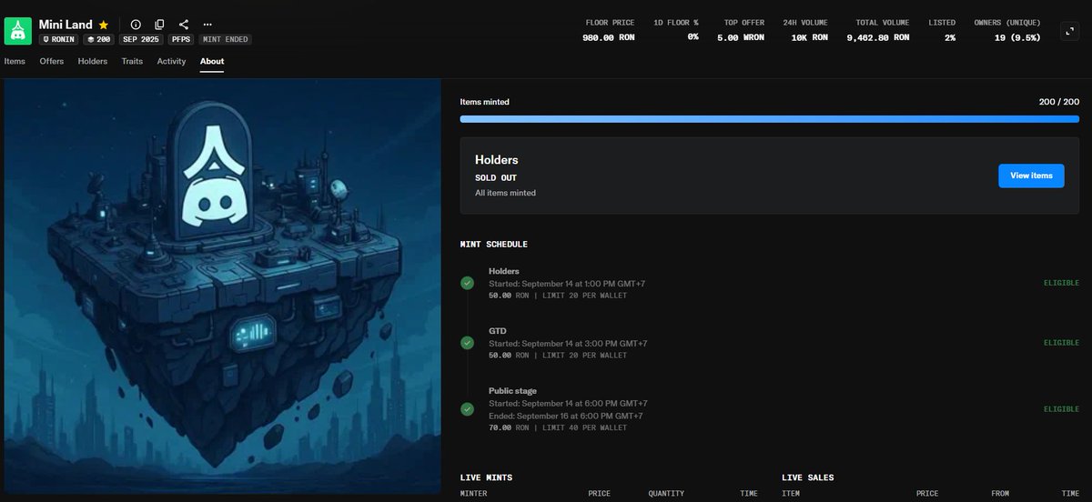 🚀 MINI LAND NFTs sold out : just 22 minutes! 🔥

What an unbelievable achievement — it proves how unstoppable our community truly is and how strong the foundation for our future has become 💎⛏️✨

<a href="/DiscMoonDGW/">DiscMoon</a>