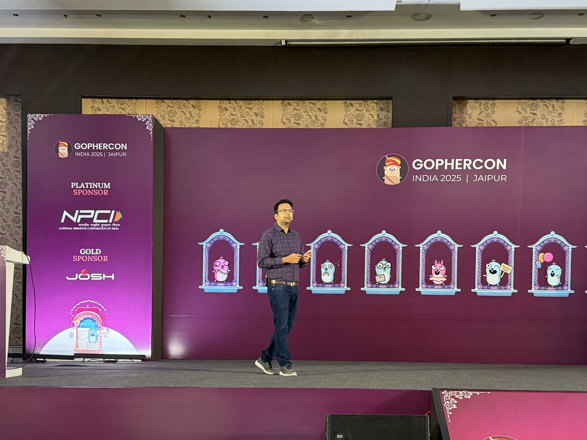 GopherConIndia's tweet image. Here’s Kshitij Pratihast, captivating the audience with his talk on &quot;From Cash to Digital: Evolution of Payments Infrastructure&quot;! 💳

Tune in as he traces the fascinating journey of payment systems and Go’s role in powering digital transformation. 

#GCI25 #GopherconIndia2025