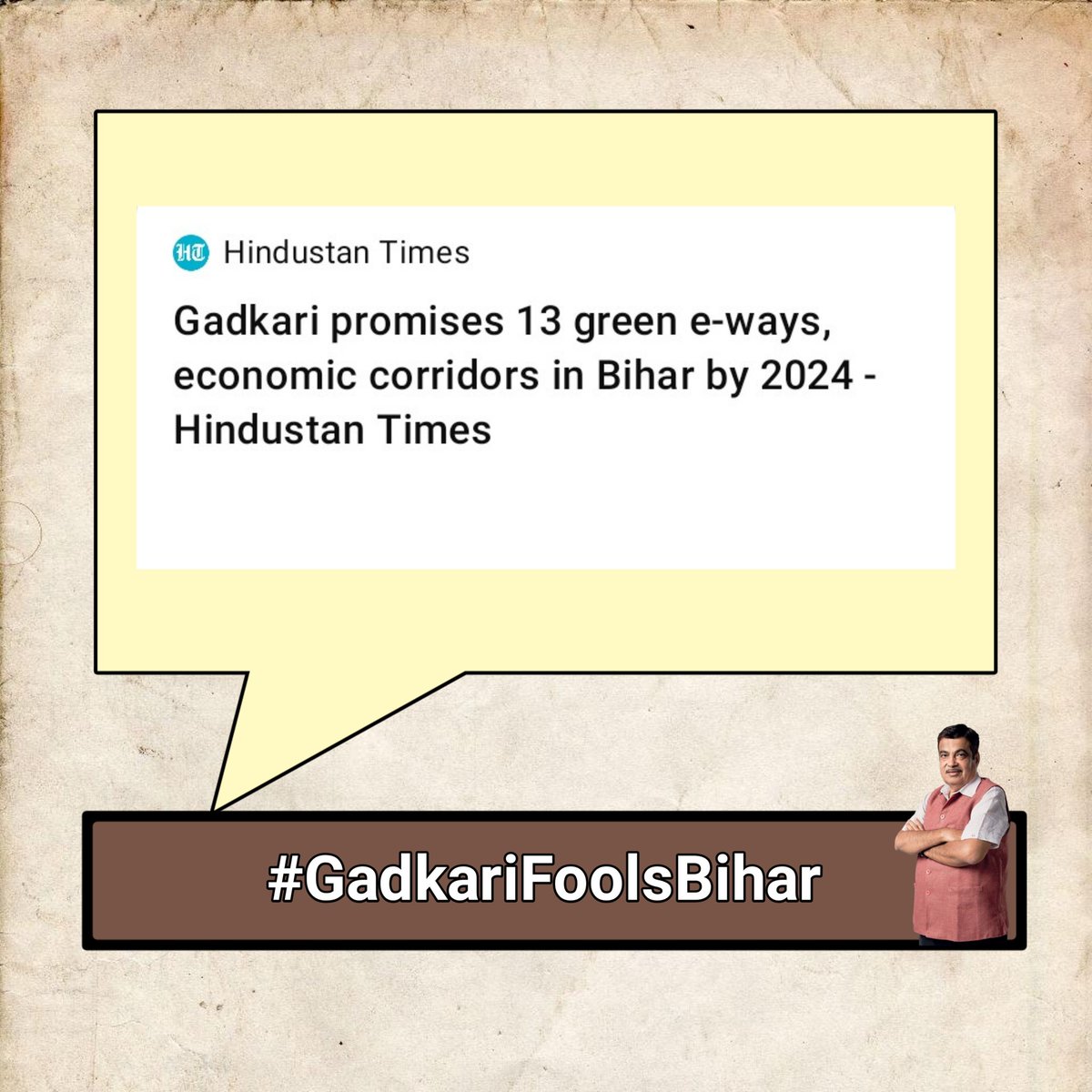 IndexBihar's tweet photo. 💥Trend alert today (12-4 PM)

It’s already 2025, but not a single expressway has been built in Bihar despite tall promises of 13 green expressways &amp; economic corridors by 2024.

Bihar deserves real development, not false assurances. 🚫

#GadkariFoolsBihar https://t.co/4yTDoDSbiv