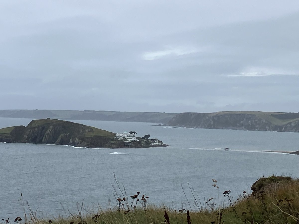 Bit of a grey day. But the plucky little sea tractor still ploughs its way across to Burgh Island from Bigbury.