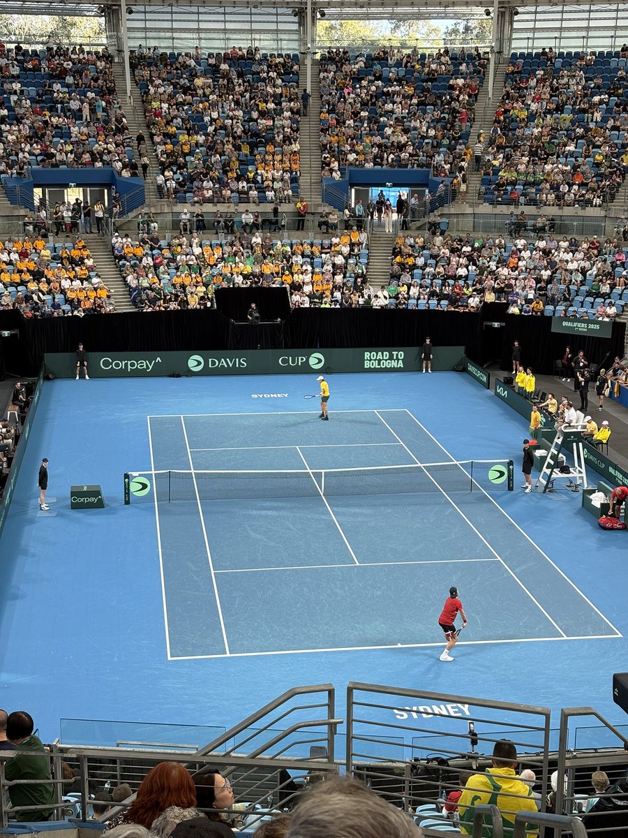 DefiantBA's tweet image. Some Australia vs Belgium Davis Cup action on the menu today