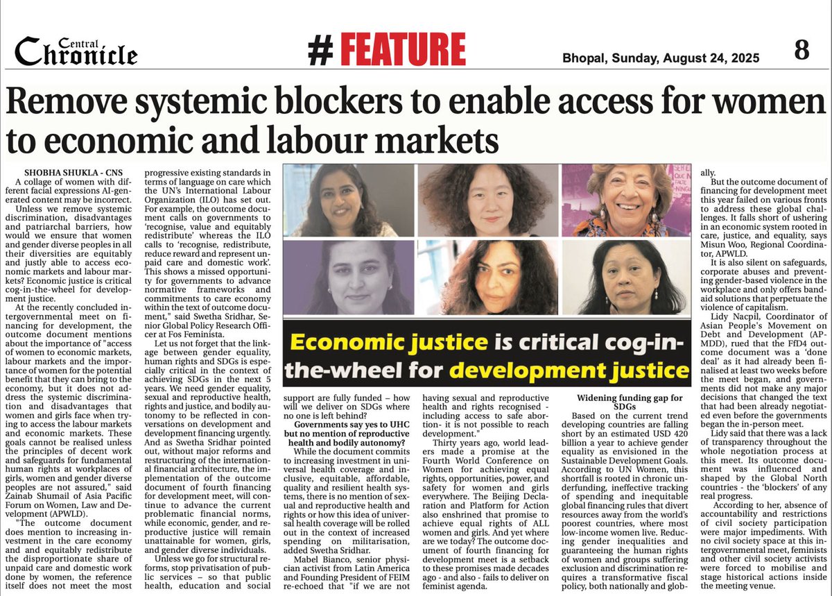 Gender Equality Talks Live (@getalkslive) on Twitter photo ❇️ Economic justice is critical for development justice. Unless we remove systemic barriers, we can't deliver on #SDG3 & #SDG5
Insights: <a href="/ShumailZainab/">shumail zainab</a>, <a href="/swethasridhar92/">Swetha Sridhar</a>, @MabelBianco, @ShereenTalaat
❇️ Central Chronicle
centralchronicle.com/epaper/archive…
❇️ C N S
citizen-news.org/2025/07/remove… ❇️ Economic justice is critical for development justice. Unless we remove systemic barriers, we can't deliver on #SDG3 & #SDG5
Insights: <a href="/ShumailZainab/">shumail zainab</a>, <a href="/swethasridhar92/">Swetha Sridhar</a>, @MabelBianco, @ShereenTalaat
❇️ Central Chronicle
centralchronicle.com/epaper/archive…
❇️ C N S
citizen-news.org/2025/07/remove…