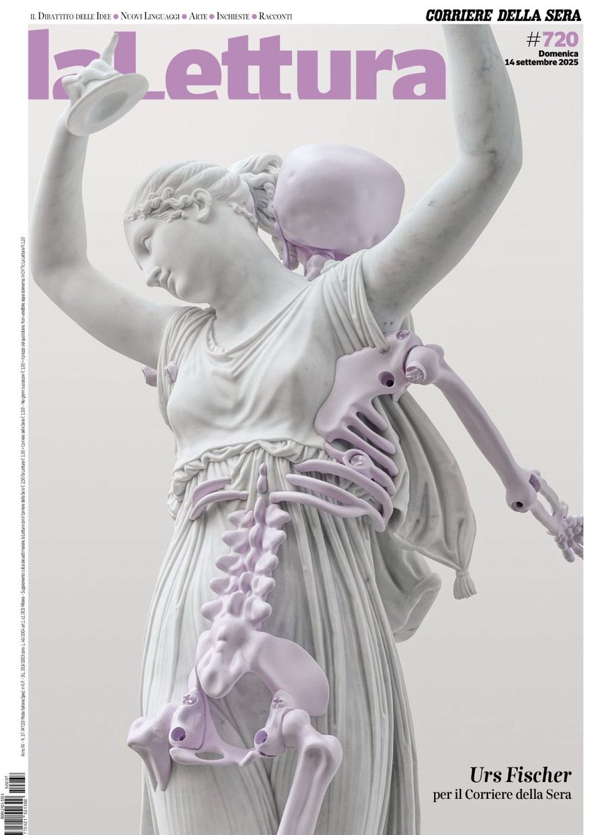 Lo scheletro de <a href="/La_Lettura/">la_lettura</a> 

Il nuovo numero è oggi nell’App e in edicola con il <a href="/Corriere/">Corriere della Sera</a> . La copertina è firmata da #ursfischer 

Con #giorgiovallortigara #genocidio #isabelallende #manray #palazzoreale #oliverguez #pordenonelegge #alejandroiñarritu