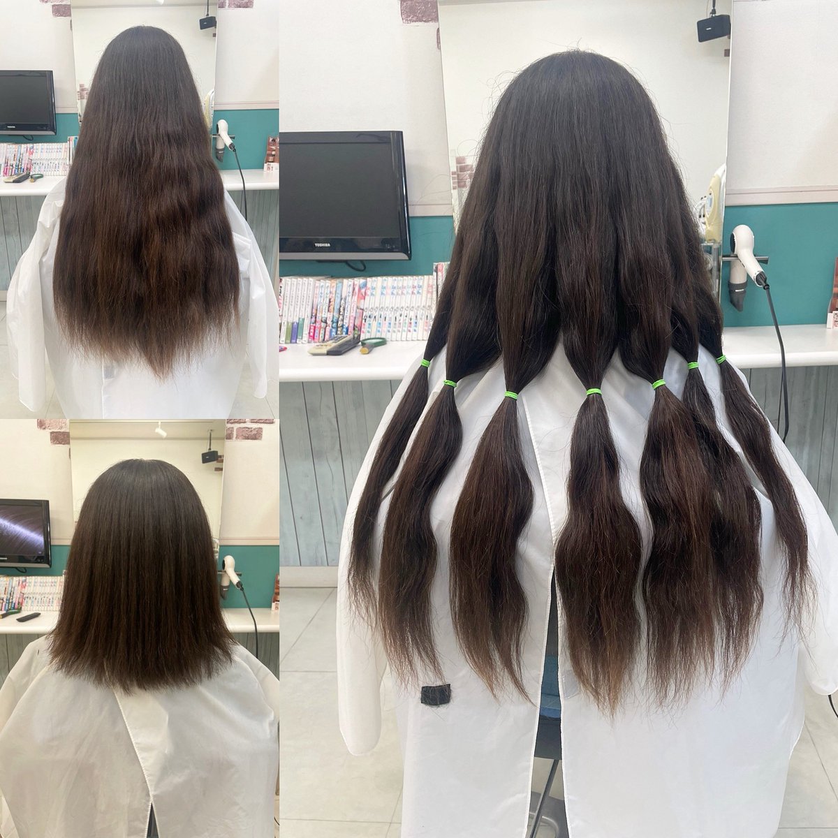 wingfour4's tweet photo. 狭山市内から3年ぶり2回目のヘアドネーション でご来店頂きましたSさん(中I)は3年前また2回目を目標に延ばしますと言い残して3年、念願の2回目となりました。35cmの長さが取れました
#狭山市ヘアサロン
#狭山市美容室
#ヘアドネーション
#ヘアドネーション賛同美容室
#jhdac
#wingfour https://t.co/0odZhB7SLG