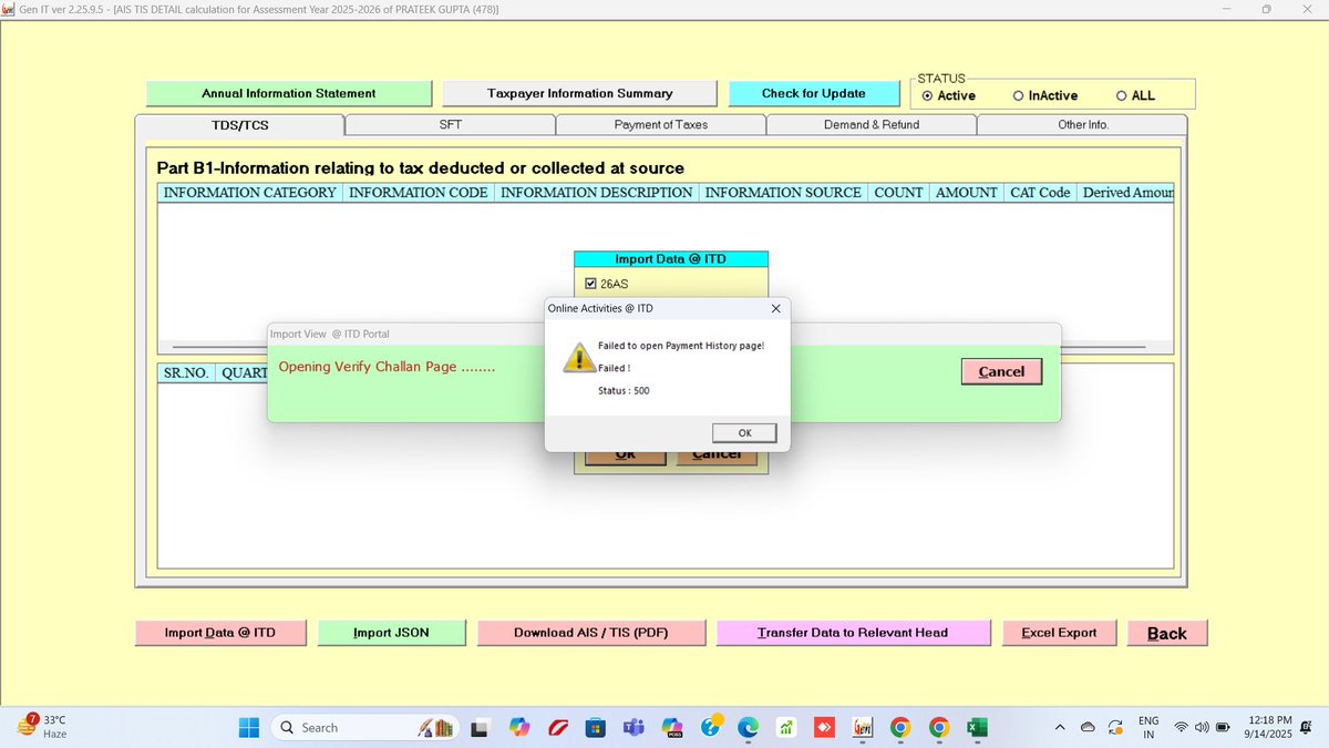 AIS portal crashed! error (Status: 500) blocking ITR filing. Urgently requesting <a href="/IncomeTaxIndia/">Income Tax India</a> for an extension. #ITR2025 #Extend_Due_Date_Immediately