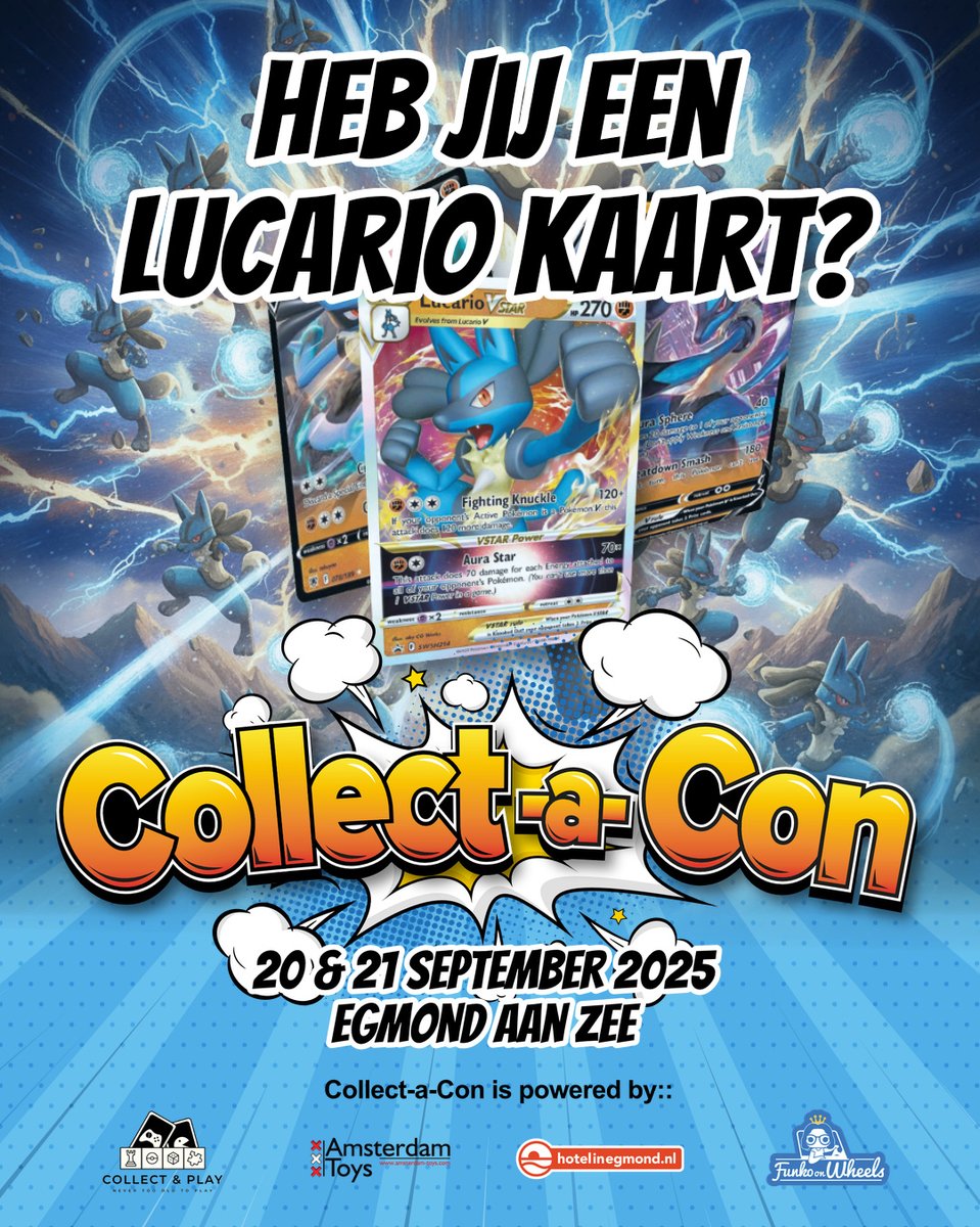 Heb jij een Lucario-kaart? Neem ’m mee naar Collect-a-Con!
In onze Trading Area zit iemand die hem koste wat het kost wil ruilen.

🎟️ Check de website: collectacon.nl

#grailcards #sealedpokemon #collectacon2025 #tcgcollector #lucario #tradingarea #tcgruilen #pokemon