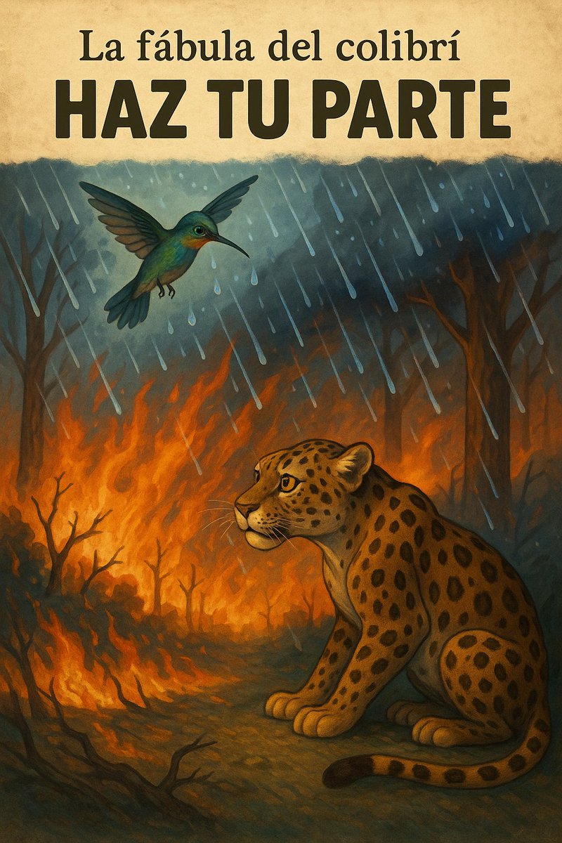 carpetapurpura's tweet image. Tremendo Mensaje❤️💞🌷🇲🇽
La fábula del Colibrí🕊️

Cuenta la leyenda que un día hubo un incendio enorme en el bosque. Todos los animales huían despavoridos, pues era un fuego terrible.
De pronto, el jaguar vio pasar por sobre su cabeza al colibrí en dirección contraria, es decir,…