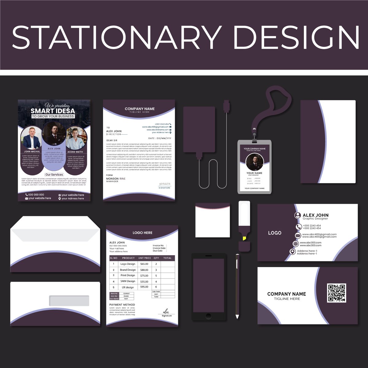 rexartex11's tweet photo. "Professional and Modern Stationery Designs"

This project showcases a complete stationery set designed for a modern business. The design emphasizes a clean, professional aesthetic, utilizing a consistent color palette of deep purple and cool gray to establish a strong. https://t.co/U79CAgx5Xu