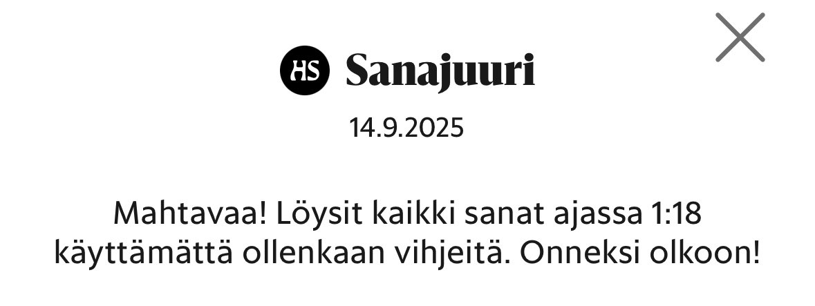 Olipa helppo. Reilussa minuutissa meni.