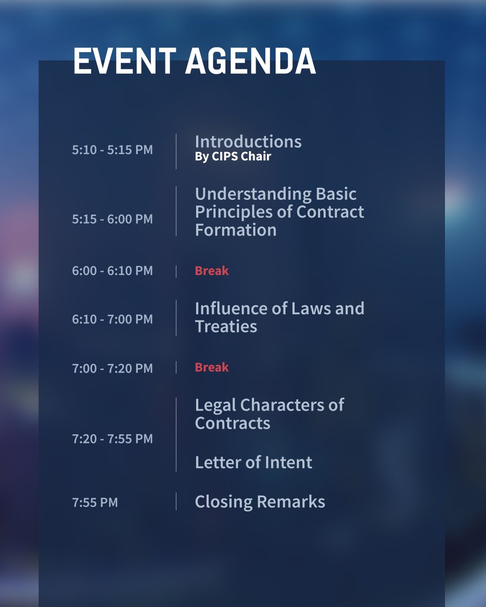 TheBIBF's tweet image. Join us at BIBF on 17 September for a free talk by Mr. Pallab Mukherjee, hosted by @cipsmena to explore the essentials of contract formation and its legal characters, and gain valuable insights to boost your professional expertise: events.cips.org/CIPSBahrainBra…

#BIBF #CIPS #Contracts