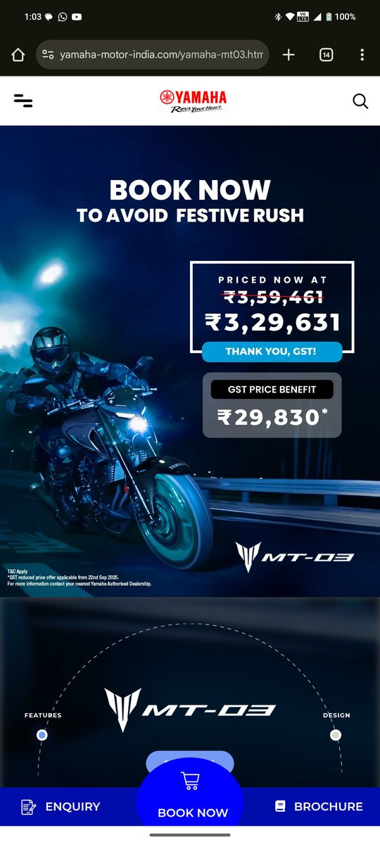 Varun2Robotics's tweet photo. @India_Yamaha ,  which old ex-showroom price is correct? 

You website,shows 2 different old prices.
@ after GST reduction, the new price is based on which ex-showroom price? https://t.co/7WkvBrEy0i