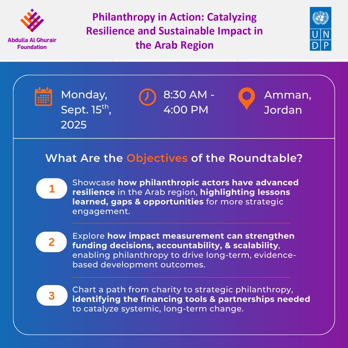 UNDPArabStates's tweet photo. 🔍In a region of protracted crises, philanthropy = a catalyst for systemic transformation.
📢Tomorrow: @AGFforE & UNDP host the 2nd #ThoughtLeadershipSeries on Philanthropy in Action–Catalyzing Resilience & Sustainable Impact in the Arab Region.
#AGFUNDPTalks https://t.co/2hA05SvwDw