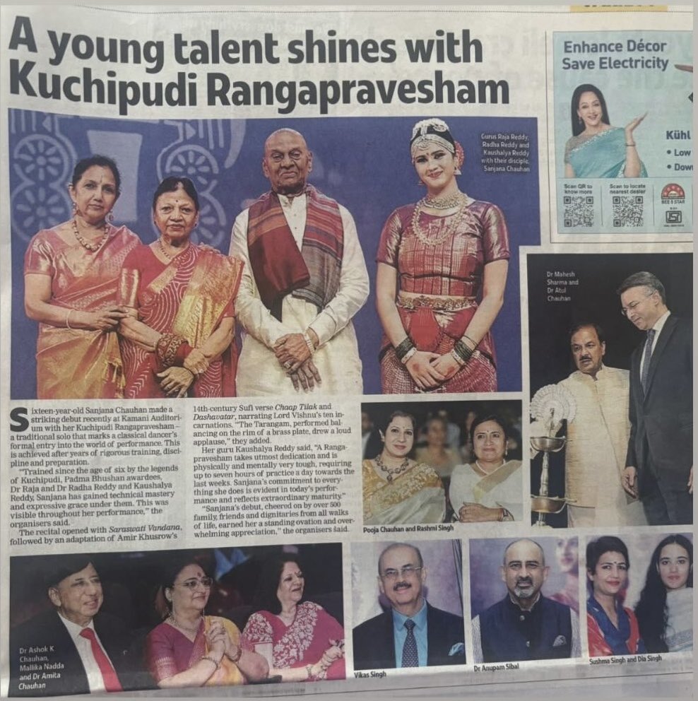 Disciple Sanjana Chauchan’s #kuchipudi #dance Rangapravesham’s coverage <a href="/DelhiTimesTweet/">Delhi Times</a> on Saturday..