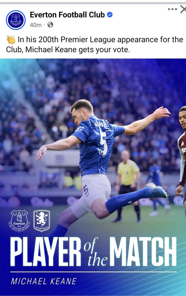 steveofman's tweet photo. Well deserved motm for Michael Keane. Had Watkins in his pocket, spraying diagonals for fun, and unlucky not to get the winner. He has been criticised a lot in the past, but he is playing with confidence again and deserves his spot in the starting XI. #coyb ##efc https://t.co/Qfl86u196x