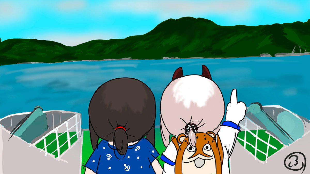 呉旅行シリーズ２　フェリー古鷹
古鷹船上より望む古鷹山
#吹雪 #深海吹雪 #ボクカワウソ #フェリー古鷹