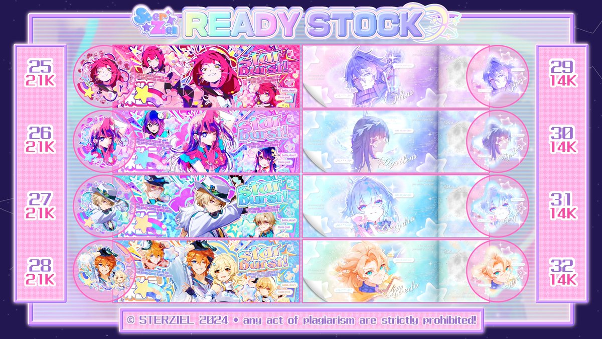 STERZIEL's tweet image. Good afternoon, stars 🌟 Berikut ini line up ready stock STERZIEL untuk nanti malam yaa 😆✨️

SCHEDULE:
☆ 17.00 WIB - help repost
☆ 19.00 WIB - take with fee
☆ 23.00 WIB - take normal price

untuk yang mau ditag bisa reply ya! 🫶🏻 (4/7)
sfu. #zonauang #zonajajan #zonaBA