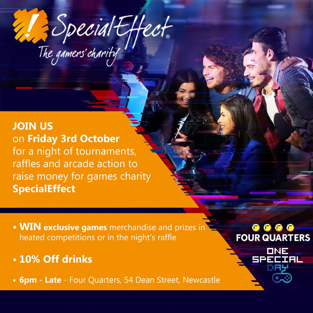 The regular meetup at Bealim House isn't on in October, however a charity event for Special Effect is!
Please head over to Four Quarters on October 3rd to support this great charity!

Note - The charity event is not ran by me :)