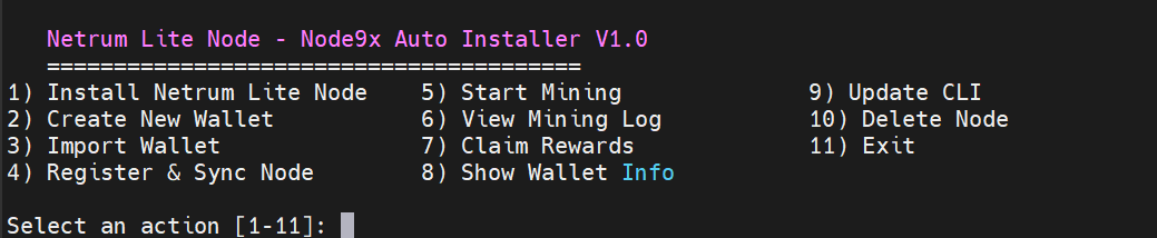 0xNode9x's tweet photo. 🎉Building on the success of the automation installer script.
🛠️I have updated function No.4: Register and sync node.
🧑‍💻Now, newbies can easily interact with the Netrum Lite Node.
👉The link: https://t.co/nj4PRoGj1a

@netrum_ai
#NETRUM_AI #Crypto #Autoinstallation https://t.co/am5I7ZEhDD