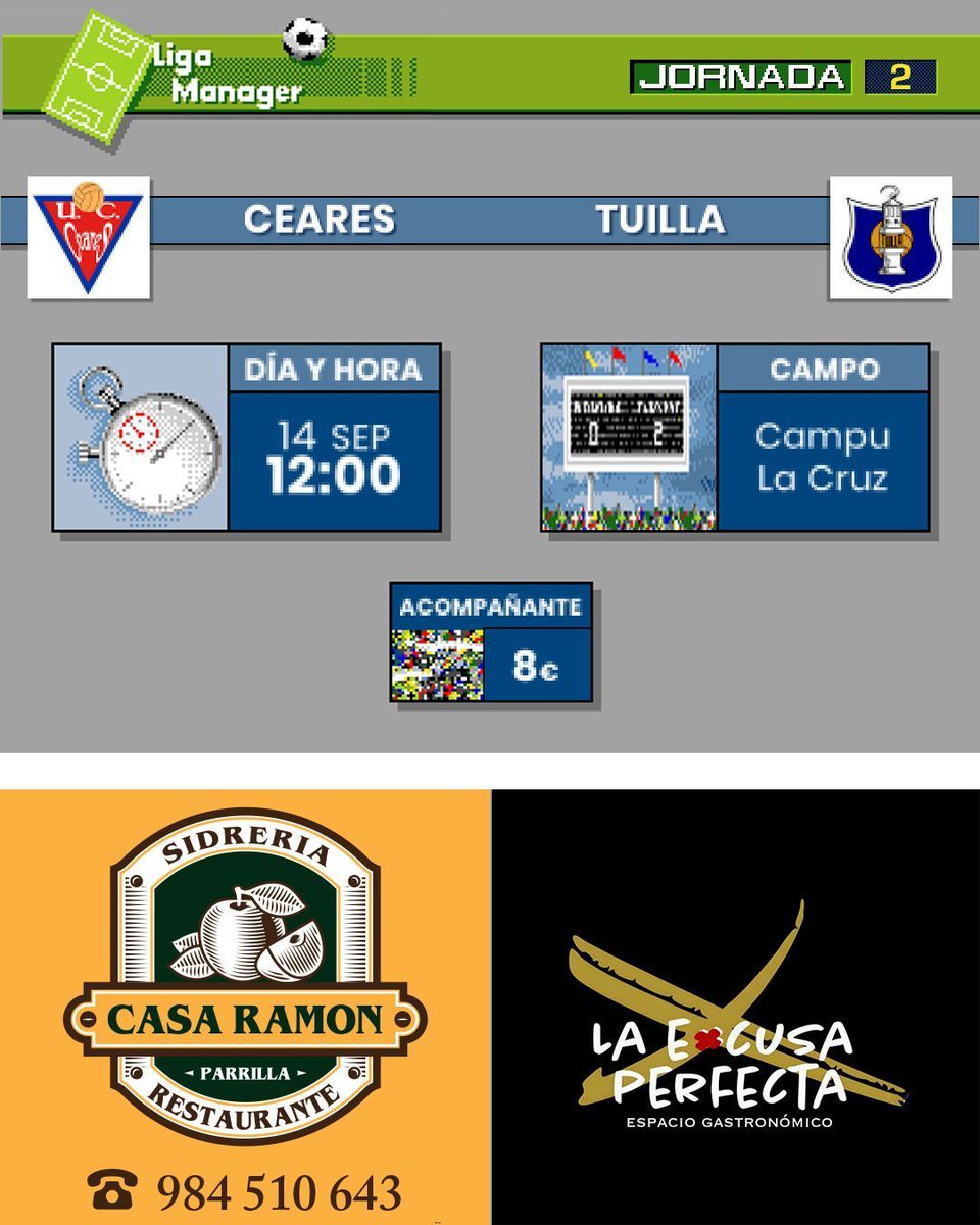 Unión Club Ceares 🔻 (@ucceares) on Twitter photo 🟥 𝟯ª 𝗥𝗙𝗘𝗙 
¡𝑮𝒖̈𝒆𝒊 𝒙𝒖𝒆𝒈𝒂'𝒍 𝑪𝒊𝒂𝒓𝒆𝒔! 
📅  Domingu 14 de setiembre
🕔 12:00
🆚 Club Deportivo Tuilla
🏟 La Cruz
🎟️ 12€ xeneral
🎫 8€ acompañante sociu/a
🔴🔵 #teyeros
🧣 #KeepTheFaith 🟥 𝟯ª 𝗥𝗙𝗘𝗙 
¡𝑮𝒖̈𝒆𝒊 𝒙𝒖𝒆𝒈𝒂'𝒍 𝑪𝒊𝒂𝒓𝒆𝒔! 
📅  Domingu 14 de setiembre
🕔 12:00
🆚 Club Deportivo Tuilla
🏟 La Cruz
🎟️ 12€ xeneral
🎫 8€ acompañante sociu/a
🔴🔵 #teyeros
🧣 #KeepTheFaith