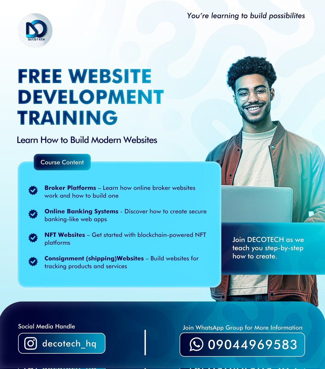 dan94120's tweet image. Free Website Development Training on WhatsApp
#webdeveloper #training #trainingclasses #flyer #businessflyerdesign #socialmediaflyerdesign