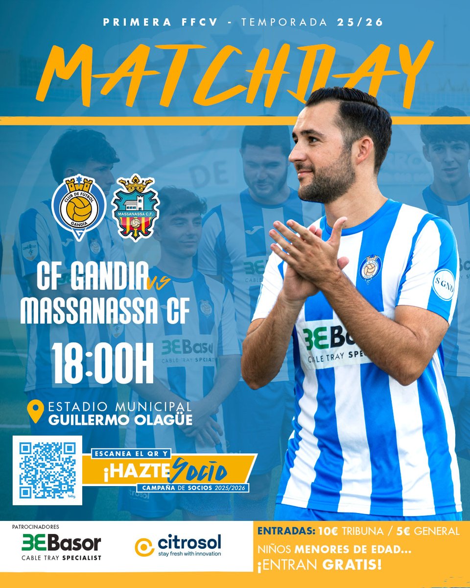 ⚽DÍA DE PARTIDO⚽

💙🤍A POR LA PRIMERA💙🤍

🆚 #GandiaMassanassa
🏟️ Guillermo Olagüe 
🕕 18:00h

ℹ️Estaremos renovando y haciendo nuevos socios antes del partido de 16:00h a 17:30h.

#ToquemosElCielo #TúNosLevantaste