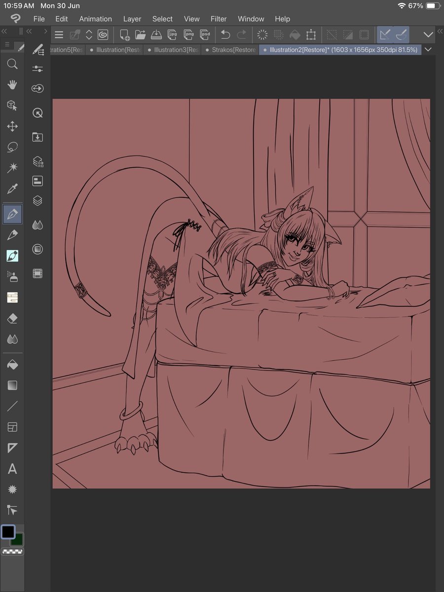 Creating a catgirl oc. She's currently nameless. 
I now just need to colour her and figure out what to call her.