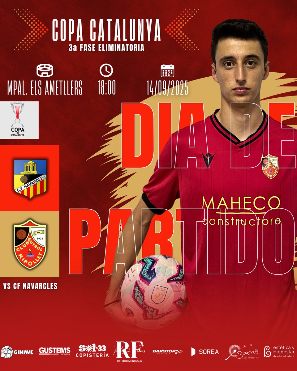 🏆COPA CATALUNYA

👉🏼El equipo ya está en la 3a fase de la copa y buscará continuar el camino hacia la siguiente ronda

🏆 Copa Catalunya 
🆚 <a href="/CFNavarcles/">CF Navarcles</a> 
📆 Domingo 14/09
✈️ Mpal. Els Ametllers (Balsareny)
🕒 18:00h

#VamosRipo #CopaCatalunya #CFRipolletDesde1921