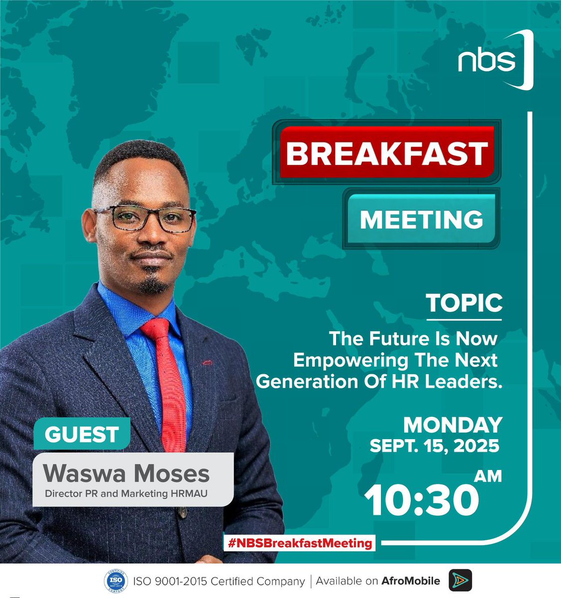 hrmauofficial's tweet image. Our Director PR & Marketing,@waswamosesk, will be live at #NBSBreakfastMeeting tomorrow morning to share insights on empowering next-generation HR leaders. Tune in Monday 10:30 AM for this important discussion. #YPSummit2025