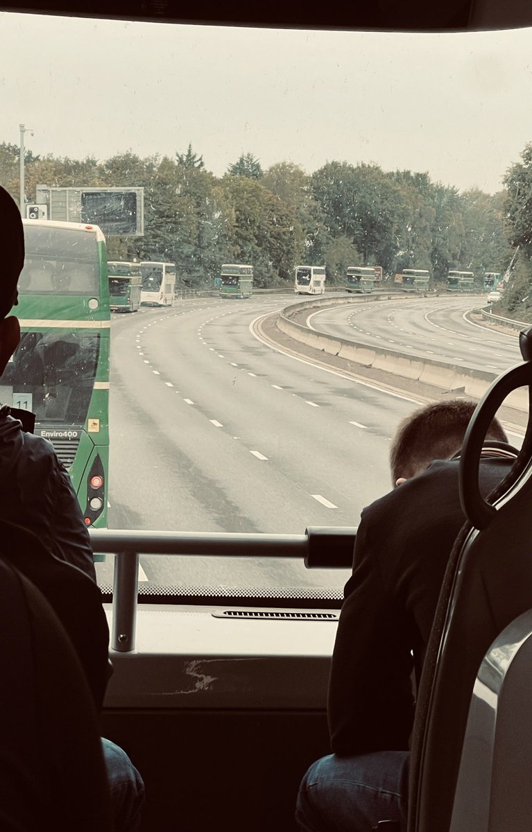 This journey to Scum is f*cking class

M27 shutdown for the bubble convoy

Fans on the bridges

Rolling police blocks at junctions

Police escort and outriders with the blue flashies on. Flamboyant from them you’d have to say

Superb (but unnecessary) theatre from the Old Bill